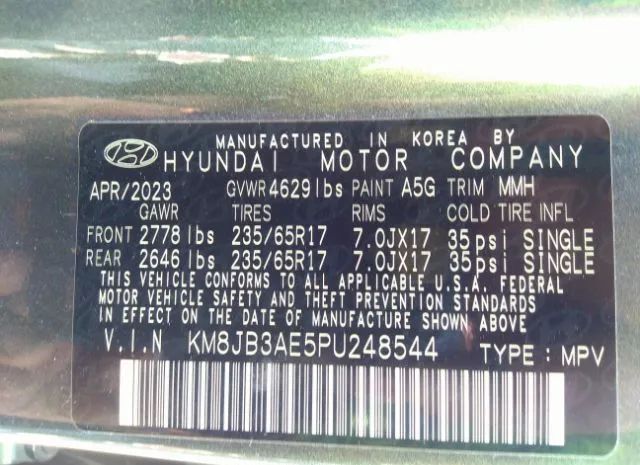 Photo 8 VIN: KM8JB3AE5PU248544 - HYUNDAI TUCSON 