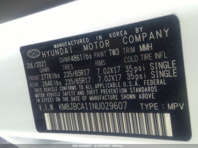 Photo 8 VIN: KM8JBCA11NU029607 - HYUNDAI TUCSON HYBRID 