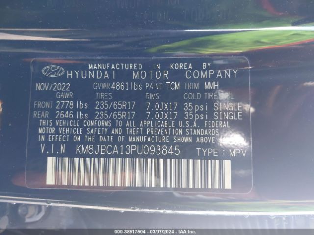 Photo 8 VIN: KM8JBCA13PU093845 - HYUNDAI TUCSON HYBRID 