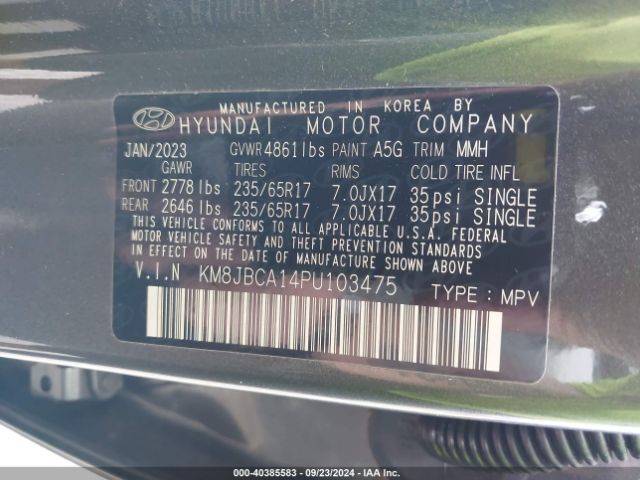 Photo 8 VIN: KM8JBCA14PU103475 - HYUNDAI TUCSON 