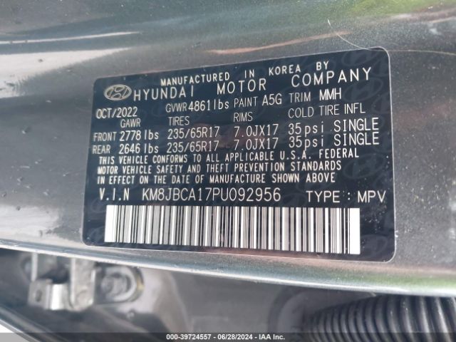 Photo 8 VIN: KM8JBCA17PU092956 - HYUNDAI TUCSON 