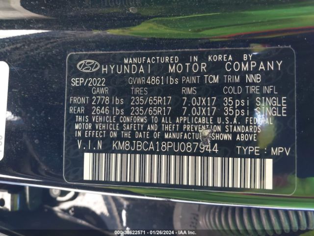 Photo 8 VIN: KM8JBCA18PU087944 - HYUNDAI TUCSON HYBRID 