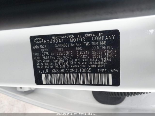 Photo 8 VIN: KM8JBCA1XPU118885 - HYUNDAI TUCSON 