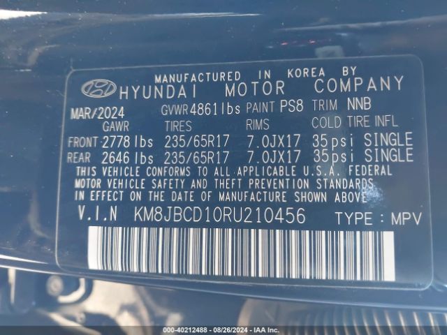 Photo 8 VIN: KM8JBCD10RU210456 - HYUNDAI TUCSON 