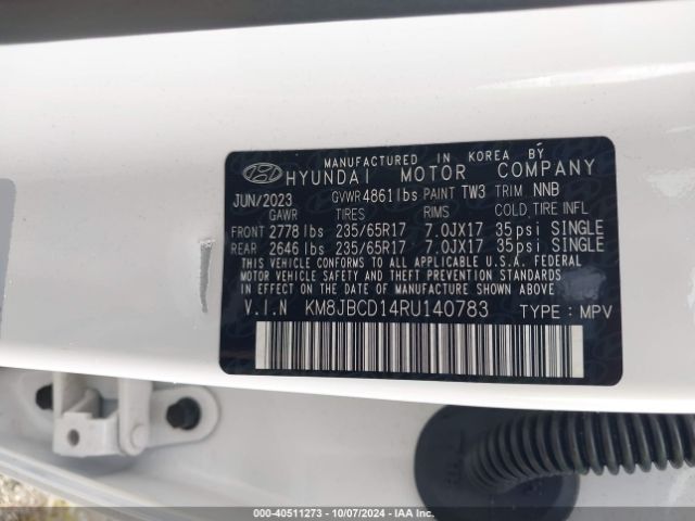 Photo 8 VIN: KM8JBCD14RU140783 - HYUNDAI TUCSON 