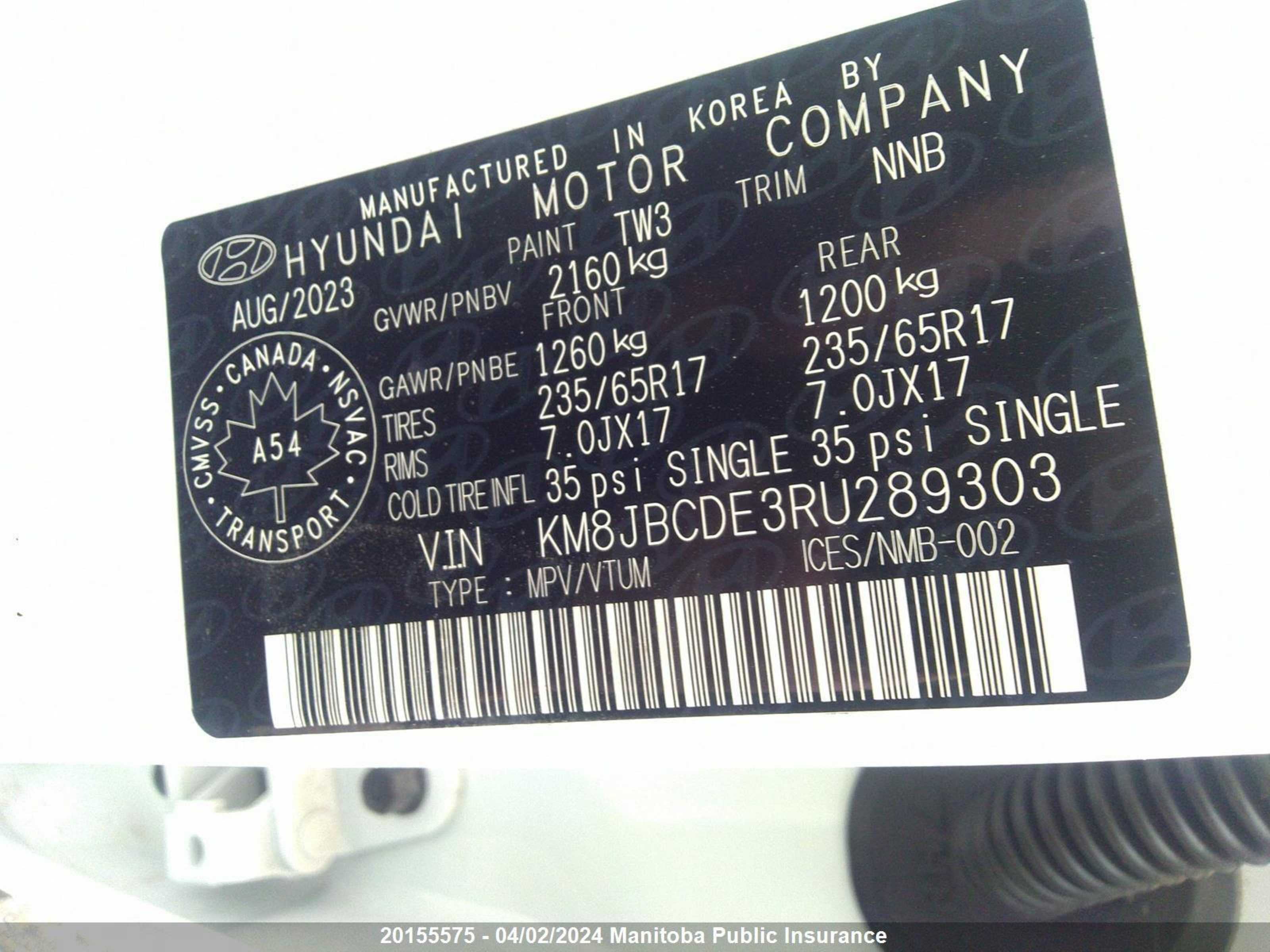 Photo 8 VIN: KM8JBCDE3RU289303 - HYUNDAI TUCSON 