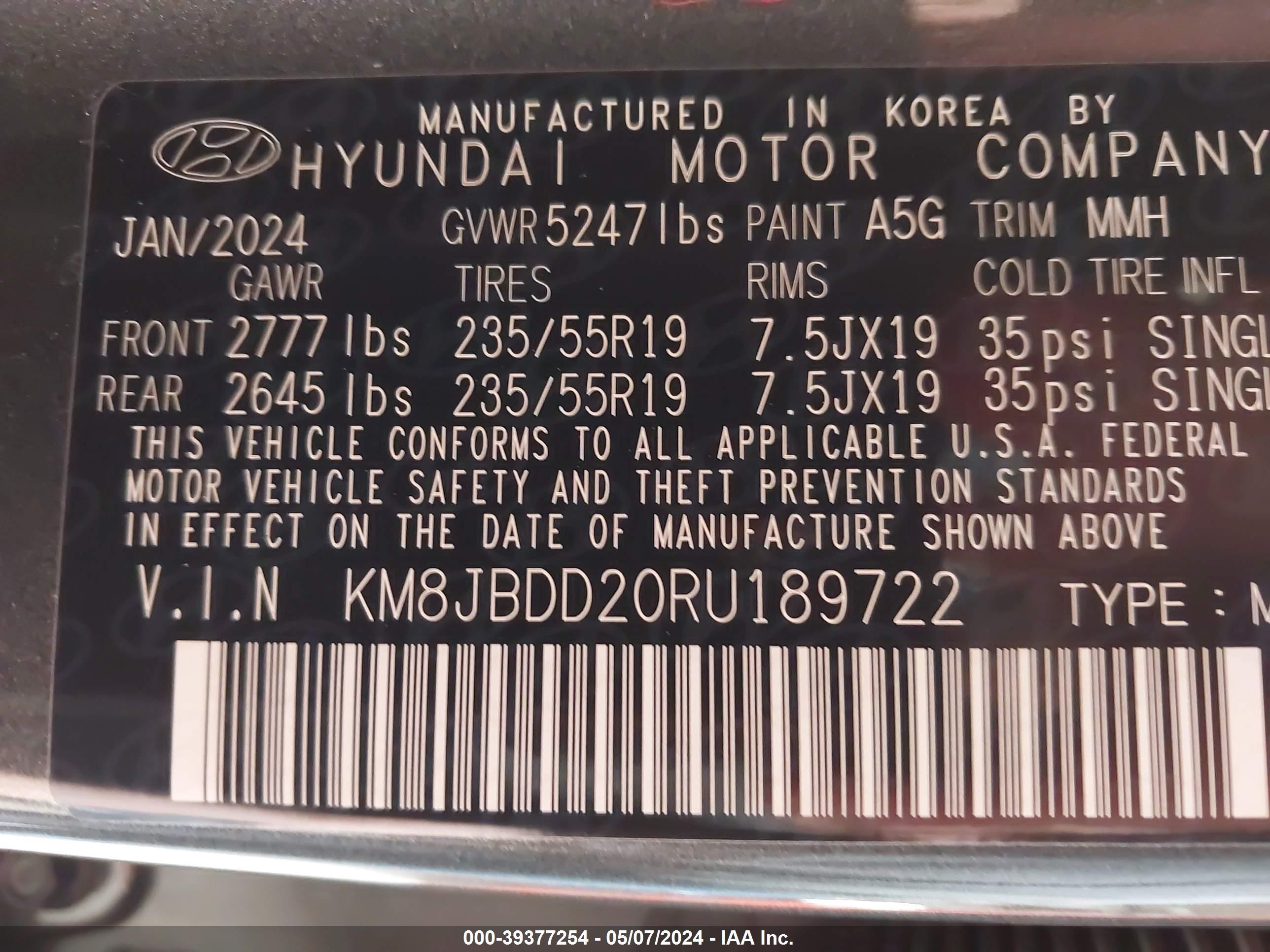 Photo 4 VIN: KM8JBDD20RU189722 - HYUNDAI NULL 