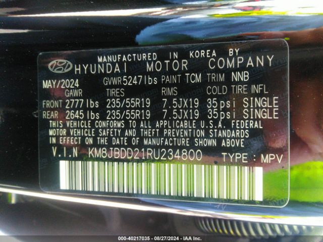 Photo 8 VIN: KM8JBDD21RU234800 - HYUNDAI TUCSON 