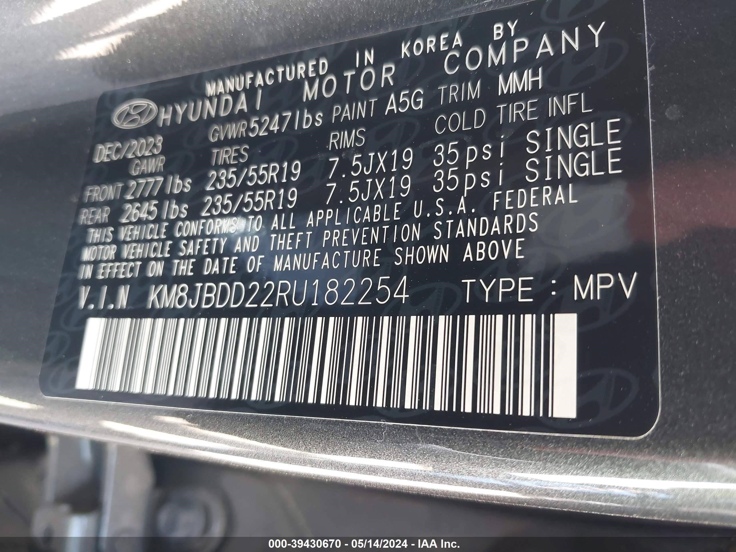 Photo 4 VIN: KM8JBDD22RU182254 - HYUNDAI NULL 