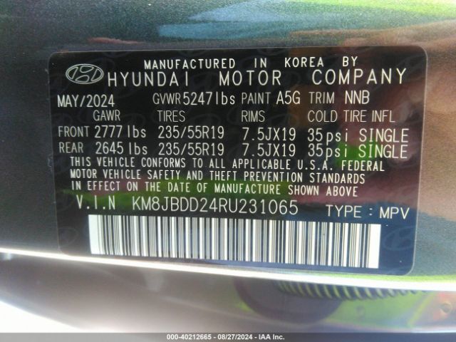 Photo 8 VIN: KM8JBDD24RU231065 - HYUNDAI TUCSON 