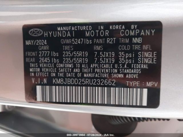 Photo 8 VIN: KM8JBDD25RU232662 - HYUNDAI TUCSON 