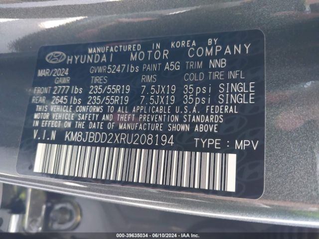 Photo 8 VIN: KM8JBDD2XRU208194 - HYUNDAI TUCSON 