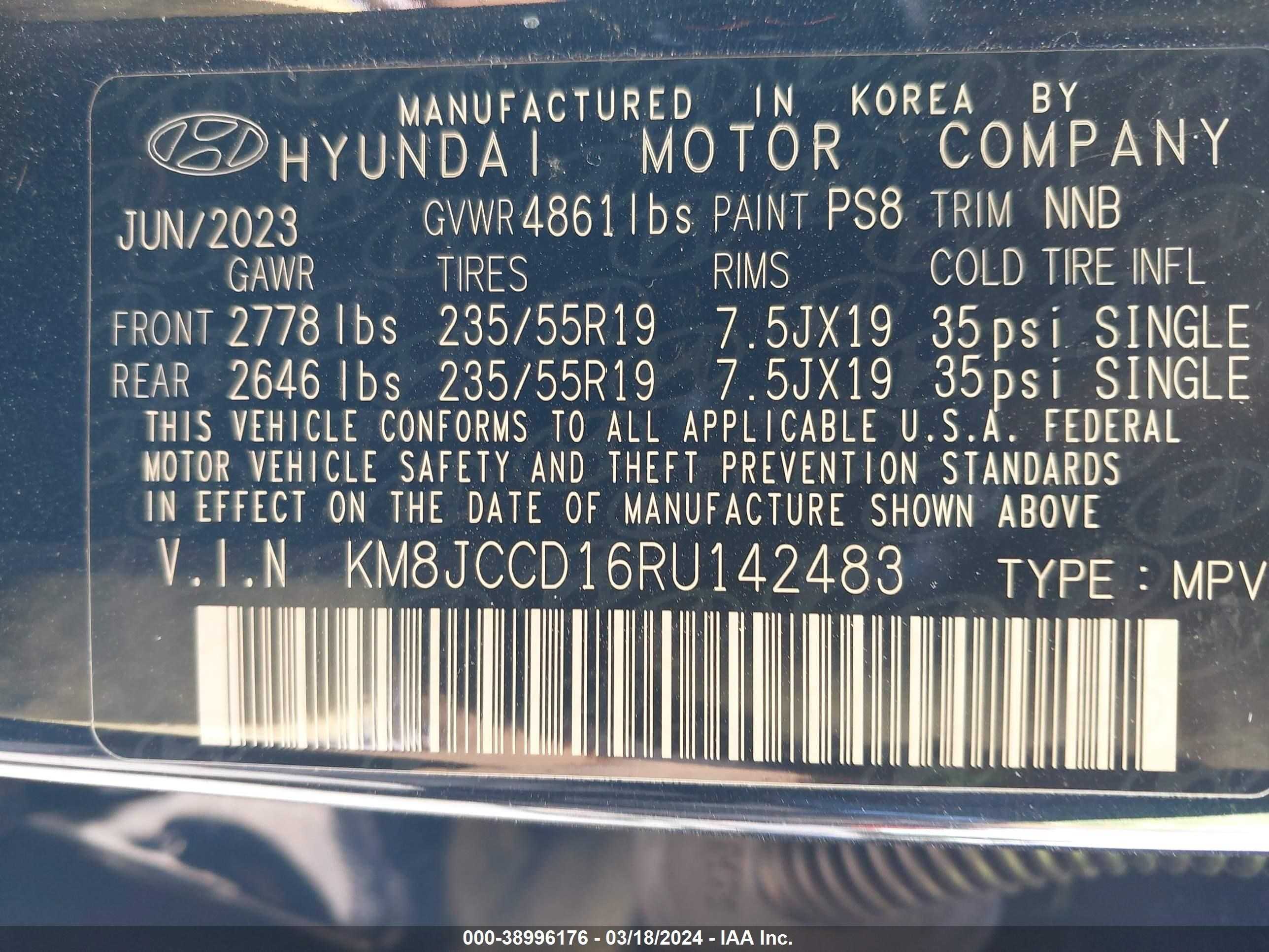 Photo 8 VIN: KM8JCCD16RU142483 - HYUNDAI TUCSON 