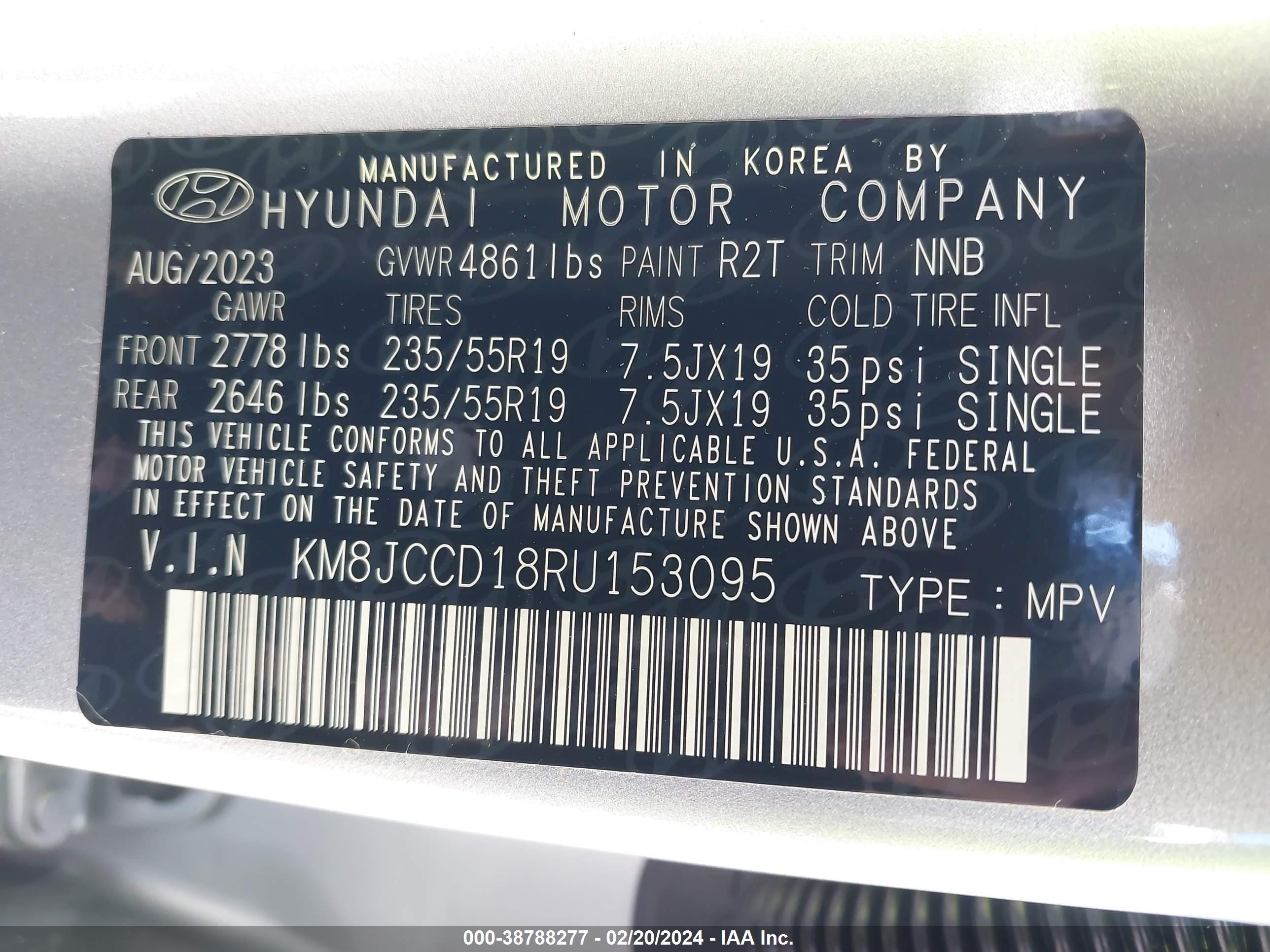 Photo 8 VIN: KM8JCCD18RU153095 - HYUNDAI TUCSON 