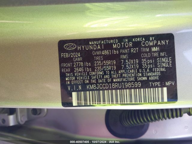 Photo 8 VIN: KM8JCCD18RU198599 - HYUNDAI TUCSON 