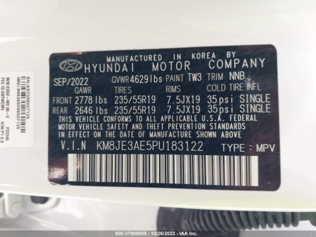 Photo 8 VIN: KM8JE3AE5PU183122 - HYUNDAI TUCSON 