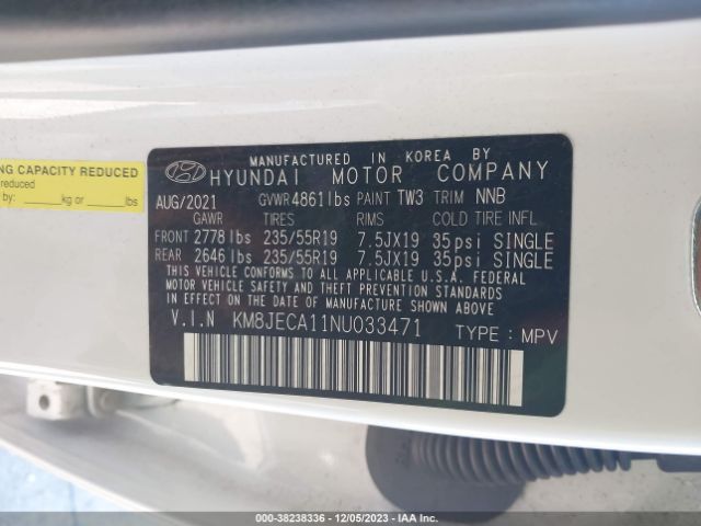 Photo 8 VIN: KM8JECA11NU033471 - HYUNDAI TUCSON HYBRID 