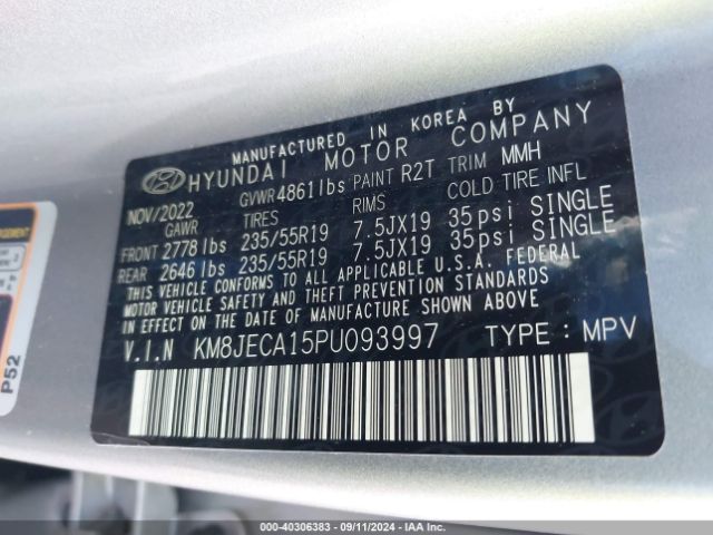 Photo 8 VIN: KM8JECA15PU093997 - HYUNDAI TUCSON 