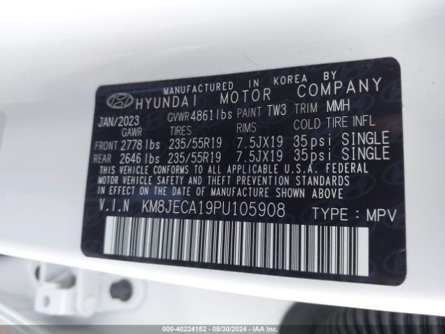 Photo 8 VIN: KM8JECA19PU105908 - HYUNDAI TUCSON 