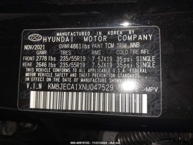 Photo 8 VIN: KM8JECA1XNU047529 - HYUNDAI TUCSON 