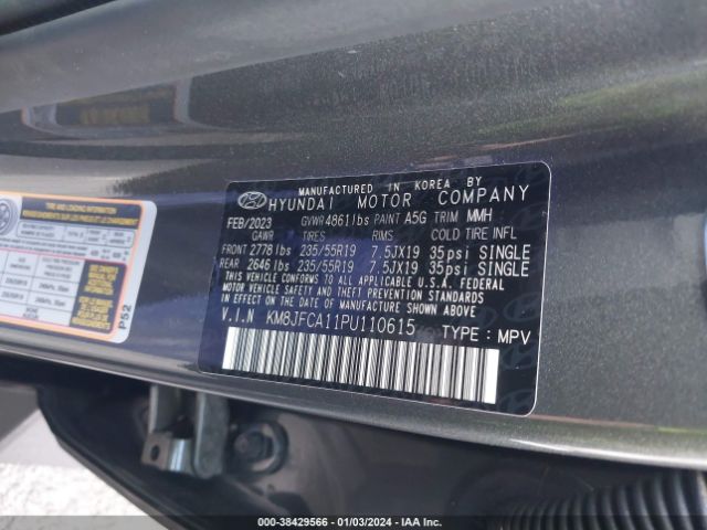 Photo 8 VIN: KM8JFCA11PU110615 - HYUNDAI TUCSON HYBRID 