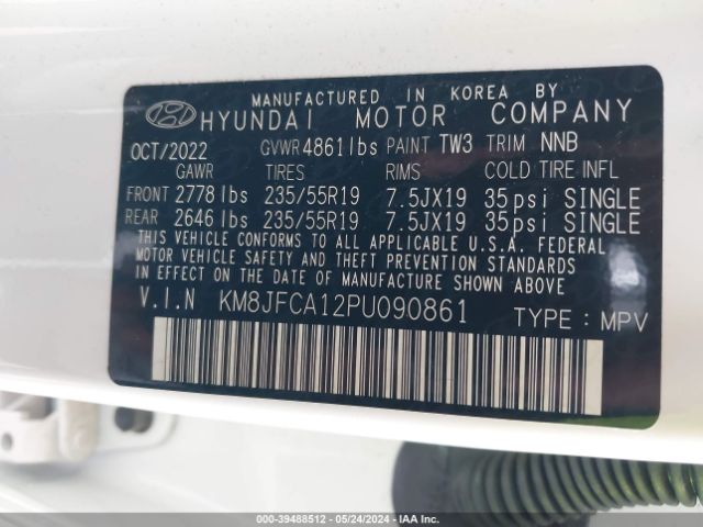 Photo 8 VIN: KM8JFCA12PU090861 - HYUNDAI TUCSON HYBRID 