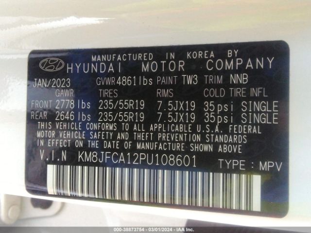 Photo 8 VIN: KM8JFCA12PU108601 - HYUNDAI TUCSON HYBRID 