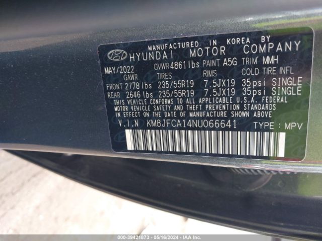 Photo 8 VIN: KM8JFCA14NU066641 - HYUNDAI TUCSON HYBRID 