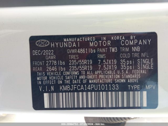 Photo 8 VIN: KM8JFCA14PU101133 - HYUNDAI TUCSON 