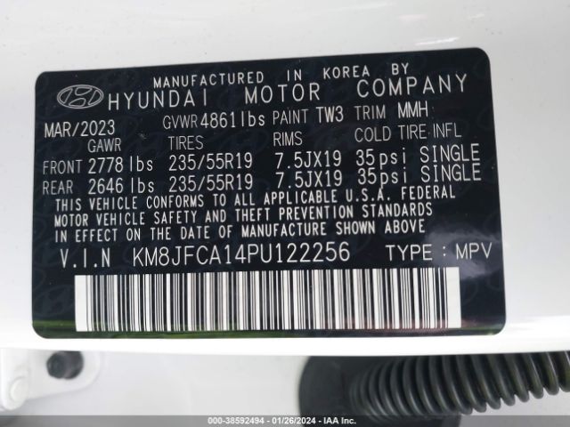 Photo 8 VIN: KM8JFCA14PU122256 - HYUNDAI TUCSON HYBRID 