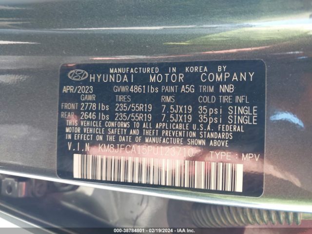 Photo 8 VIN: KM8JFCA15PU123710 - HYUNDAI TUCSON HYBRID 