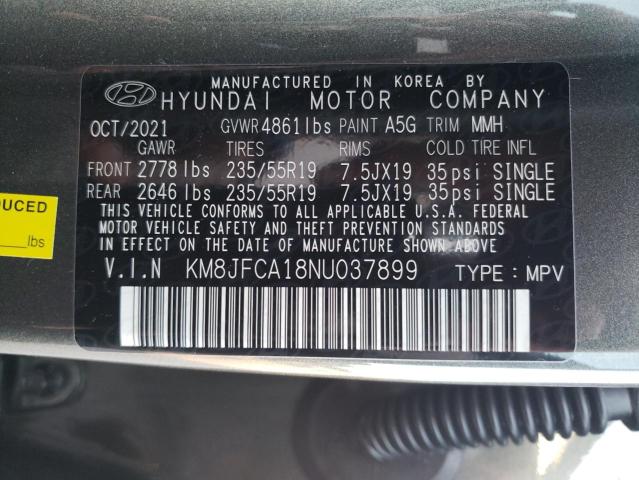 Photo 9 VIN: KM8JFCA18NU037899 - HYUNDAI TUCSON SEL 