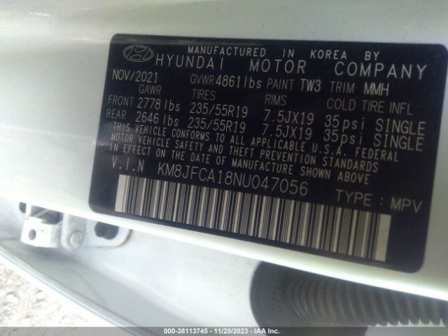 Photo 8 VIN: KM8JFCA18NU047056 - HYUNDAI TUCSON HYBRID 