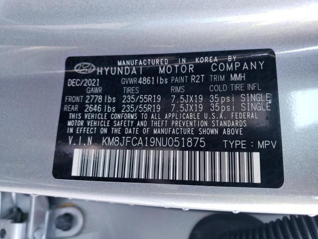 Photo 12 VIN: KM8JFCA19NU051875 - HYUNDAI TUCSON SEL 