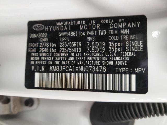 Photo 12 VIN: KM8JFCA1XNU073478 - HYUNDAI TUCSON SEL 