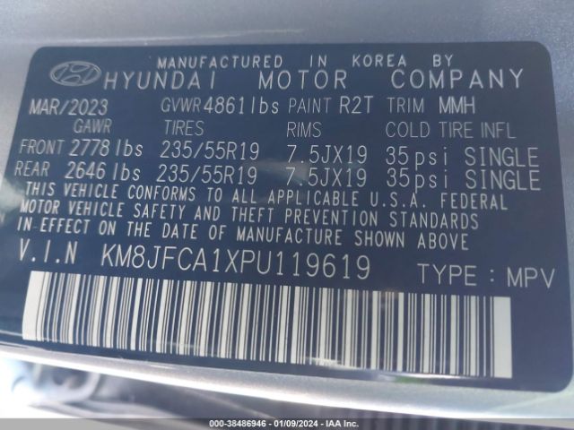 Photo 8 VIN: KM8JFCA1XPU119619 - HYUNDAI TUCSON HYBRID 