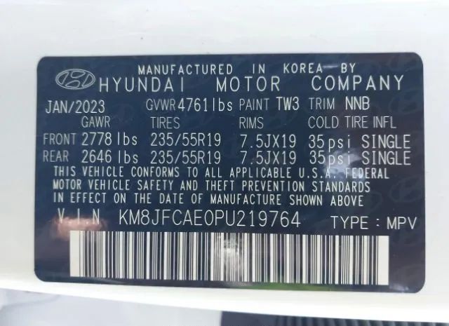 Photo 8 VIN: KM8JFCAE0PU219764 - HYUNDAI TUCSON 