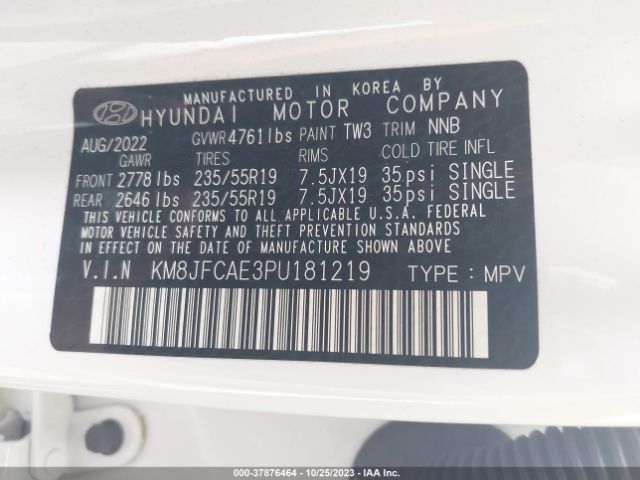 Photo 8 VIN: KM8JFCAE3PU181219 - HYUNDAI TUCSON 