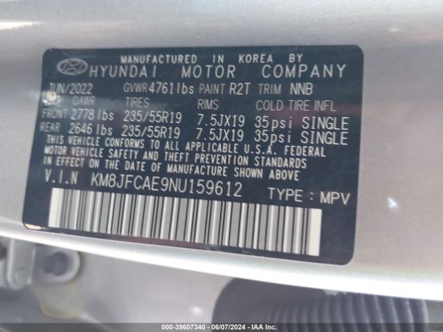 Photo 8 VIN: KM8JFCAE9NU159612 - HYUNDAI TUCSON 