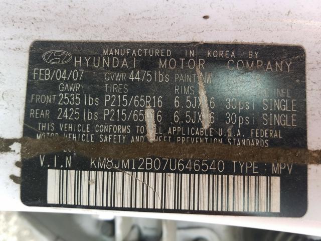 Photo 9 VIN: KM8JM12B07U646540 - HYUNDAI TUCSON GLS 