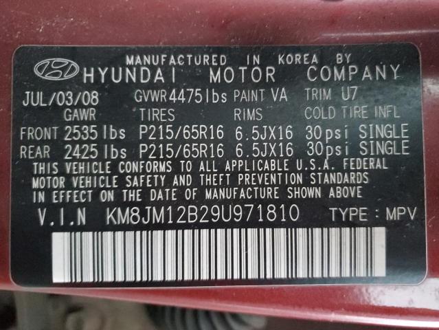 Photo 12 VIN: KM8JM12B29U971810 - HYUNDAI TUCSON GLS 