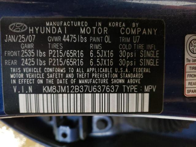 Photo 12 VIN: KM8JM12B37U637637 - HYUNDAI TUCSON 