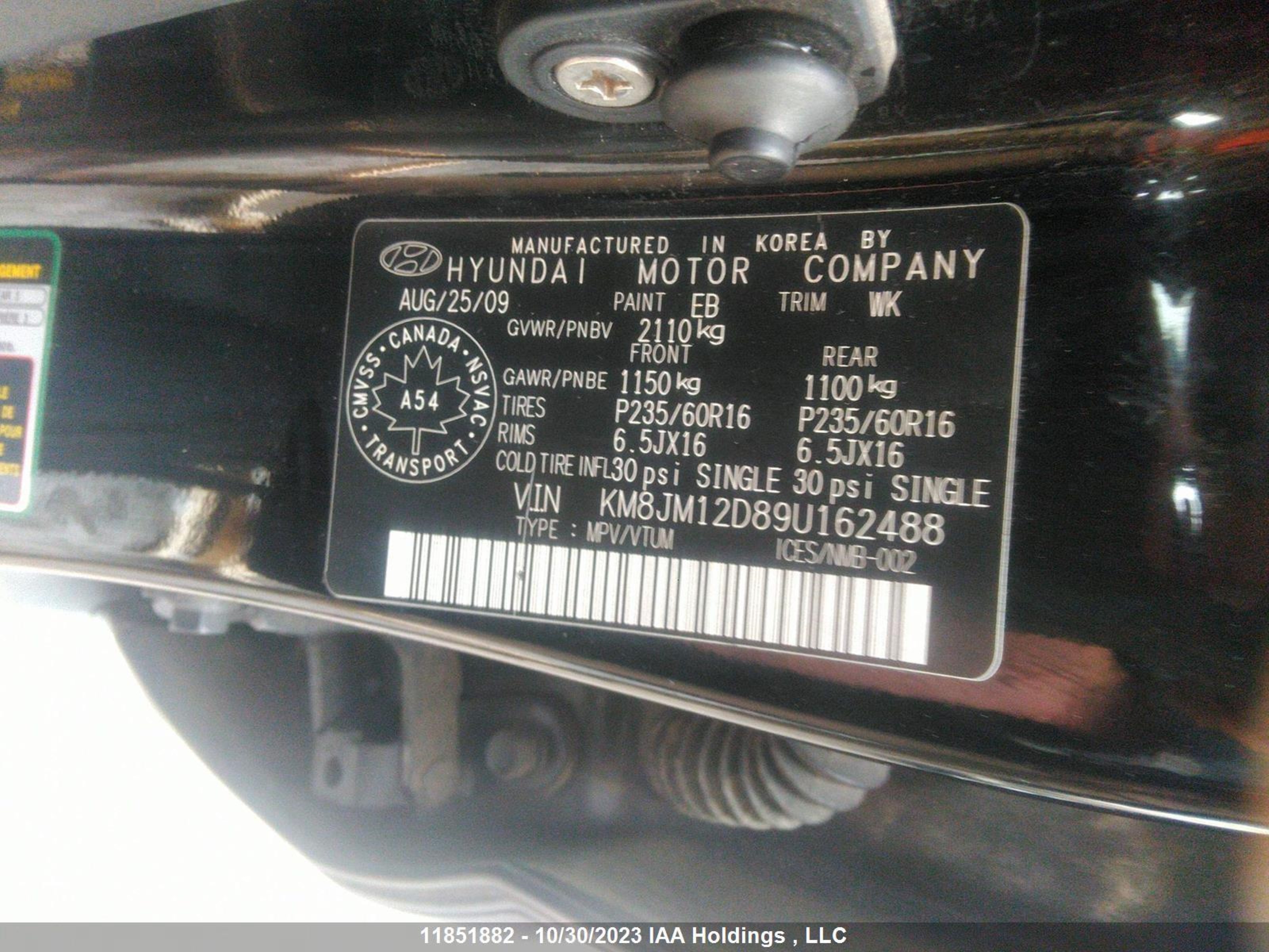 Photo 8 VIN: KM8JM12D89U162488 - HYUNDAI TUCSON 