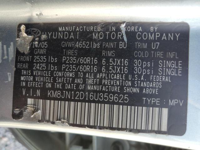 Photo 12 VIN: KM8JN12D16U359625 - HYUNDAI TUCSON GLS 