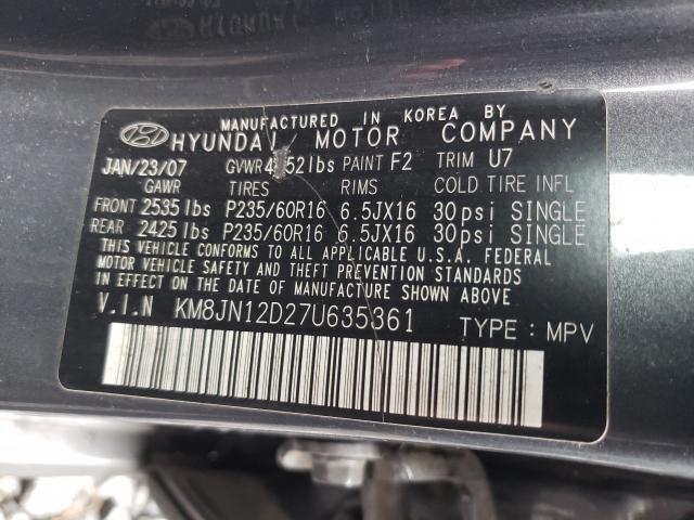 Photo 9 VIN: KM8JN12D27U635361 - HYUNDAI TUCSON SE 