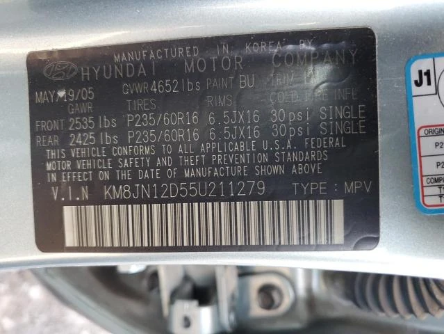 Photo 12 VIN: KM8JN12D55U211279 - HYUNDAI TUCSON GLS 