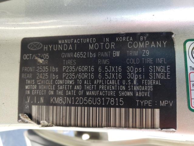 Photo 9 VIN: KM8JN12D56U317815 - HYUNDAI TUCSON GLS 