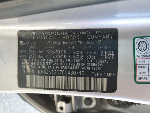 Photo 12 VIN: KM8JN12D76U430746 - HYUNDAI TUCSON GLS 