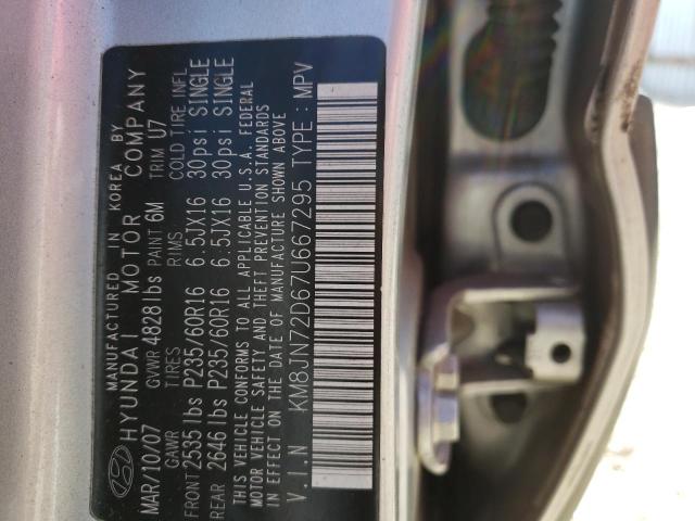 Photo 9 VIN: KM8JN72D67U667295 - HYUNDAI TUCSON SE 