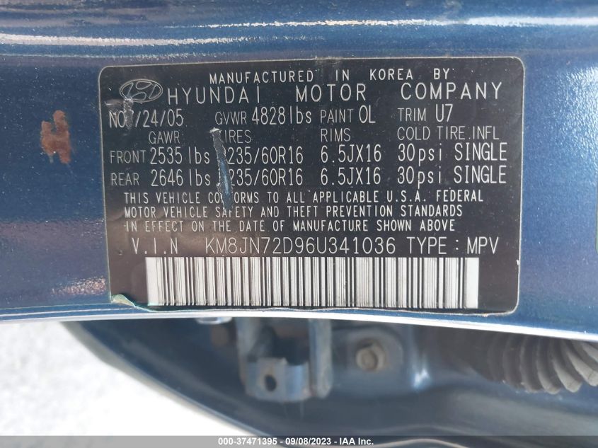 Photo 8 VIN: KM8JN72D96U341036 - HYUNDAI TUCSON 